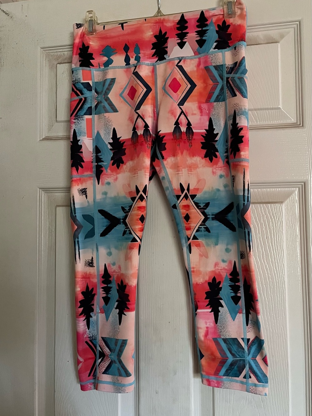 Constantly Varied Gear Aztec Pattern Leggings - Pink, Teal, Black